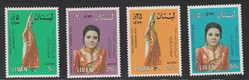 LEBANON - LIBAN MNH SC# C734-C737 MISS UNIVERSE GEORGINA RIZK 1971