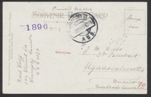 1909 Winnipeg Court House Post Card to Mexico with Receiver