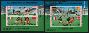 Romania 3523A,B MNH Sports, European Soccer Championships, Football, Flags