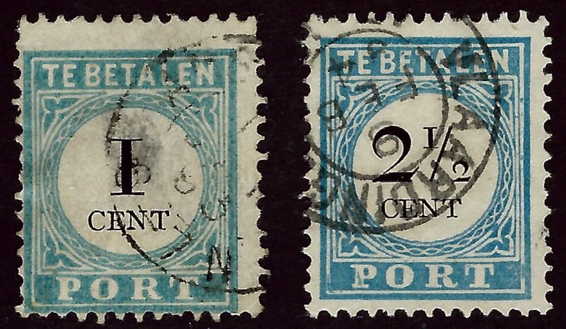 Netherlands SC J3 Fine & J5 F-VF both Used SCV$16.00...A World of Stamps!