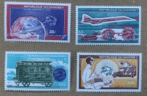 Dahomey 1974 UPU, MNH.  Scott C221-C224, CV $9.25. Space, trains, airplanes