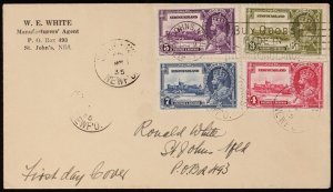 NEWFOUNDLAND 1935 cover franked KGV Silver Jubilee set 4c-24c.