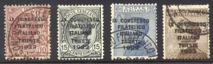 ITALY #142A-D Used - 1922 Philatelic Congress Set