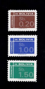 Bolivia Scott #594-596 MH