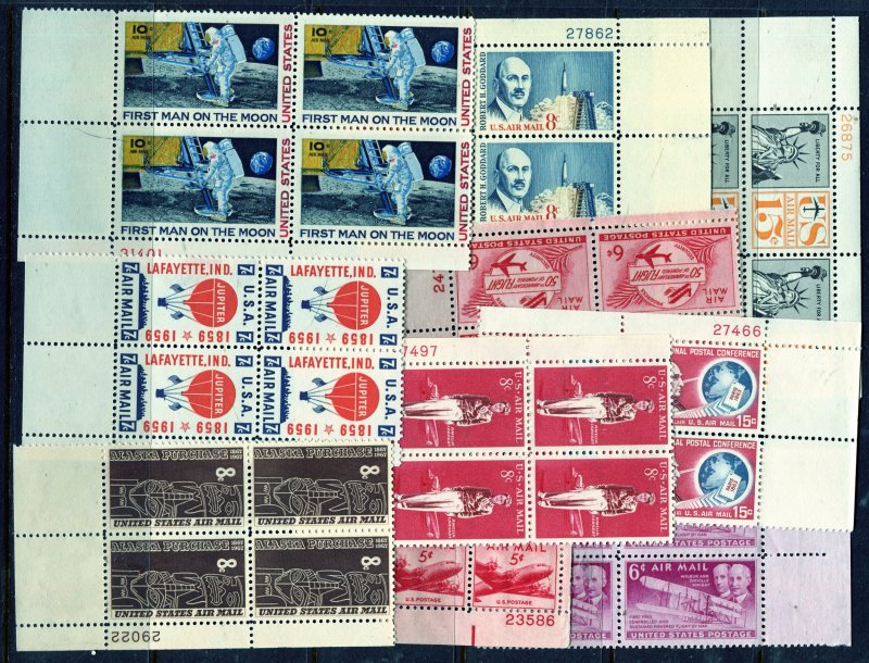 US MINT AIRMAIL PLATE BLOCKS 10 Total OGNH⭐⭐⭐⭐⭐⭐