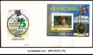 LESOTHO - 1982 75th ANNIVERSARY OF SCOUTING / SCOUTS M/S - FDC