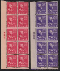 USA Scott #806-7, (2) EE Plates of 10 Mint NH, SCV $137 VF-XF+ panes (55469)