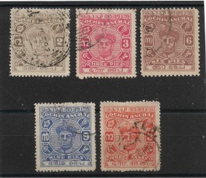 INDIA-COCHIN 1946-48 2p, 3p, 6p, 9p,3a SG 101,102,104a,105,108 FINE USED Cat£13