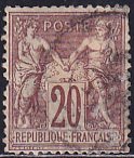 France 1876 Sc 70 Peace and Commerce 20c Red Brown Type 1 Stamp Used