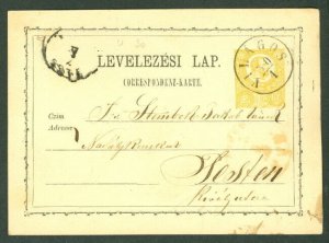 HUNGARY TOWN CANCEL on 1871 2kr POSTAL CARD - VILAGOS