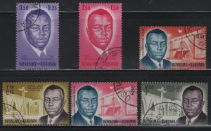 BURUNDI, B1-B6, (6) SET, USED 1963 Prince Louis Rwagasore