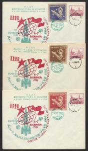 POLAND 1962 RUSSIA COSMONAUT NIKOLAJEW SCOUT POST LABELS on 3 Cachet Covers