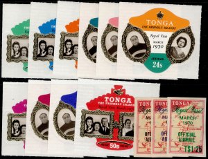 TONGA QEII SG305-314 & O39-O41, 1970 royal visit set, NH MINT.