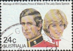 Australia 1981 Sc#804, SG#821 24c Charles & Diana Wedding USED-Fine-NH.