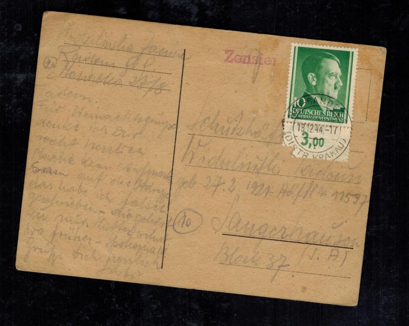 1945 Sangerhausen Germany Concentration Camp Postcard Cover Dora and Reply