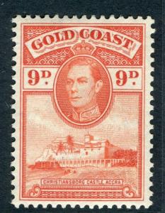 GOLD COAST;  1938 early GVI issue fine Mint hinged 9d. value