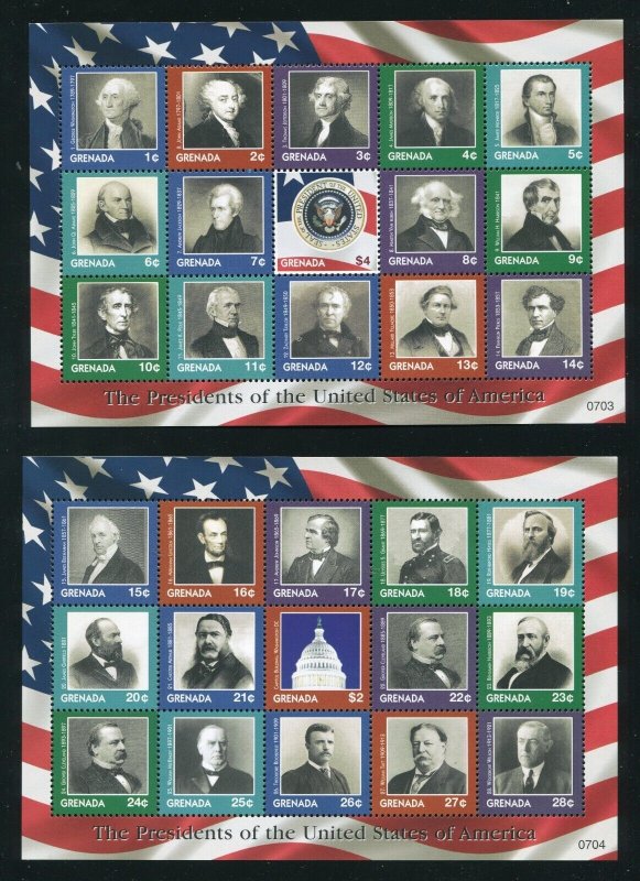 Grenada 3651 - 3653 US Presidents All Three Stamp Sheets 2007 MNH 