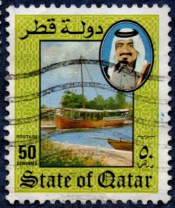 Qatar Scott #653 50dn Boat and Sheik Khalifa Used