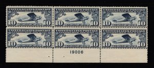 #C10 Lindbergh Airmail Plate Block (Never Hinged) cv$250.00