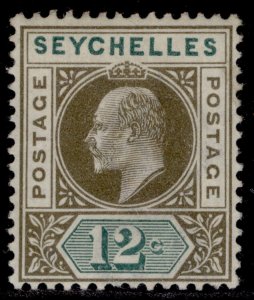 SEYCHELLES EDVII SG49, 12c olive-sepia & dull green, M MINT.