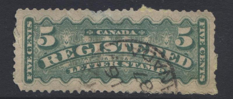 Canada - Scott F2 - Registration Stamp -1875 - Used - Single 5c Stamp