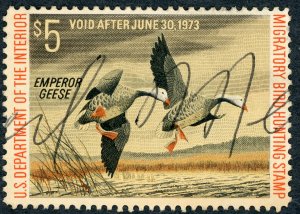 #RW39 – 1972 $5.00 Emperor Geese. Used.