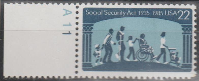 #2153 SingleW/PL# Social Security Act MNH (22 cent)