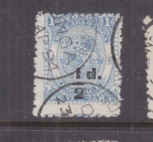 TONGA, 1893 1/2d. in Black on 1d. Ultramarine, used.