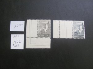 NETHERLANDS 1951 MNH SC  C13-14 AIRMAIL SET XF $450 (222)