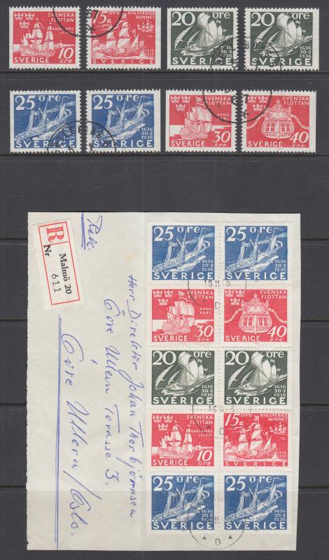 Sweden Sc B37-B58a used 1948-1966 Semi-Postals, 5 cplt sets + Booklet Pane Cover