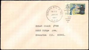 1967 OGDEN & L A SD  RPO RAILROAD POST OFFICE CANCEL ON CARD