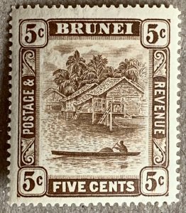 Brunei 1933 5c chocolate brown, unused.  Scott 51,  CV $25.00.   SG 68