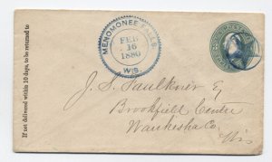 1880 Menomonee Falls WI star in circle fancy cogged postmark [H.1966]