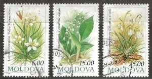 Moldova, Scott # 98-100 used.  Flowers, short set.  1993.  (M92)