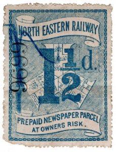 (I.B) North Eastern Railway : Prepaid Newspaper Parcel 1½d 