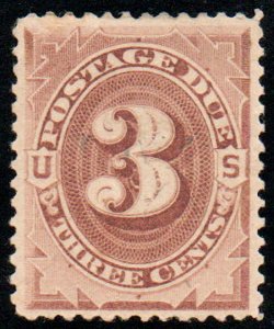 USA #J3 VF/XF OG Hr, vivid color, CHOICE!