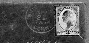3¢ BANKNOTE SCOTT #207 ON LADIES COVER DUPLEX CANCEL BRIDGEPORT CT 1881