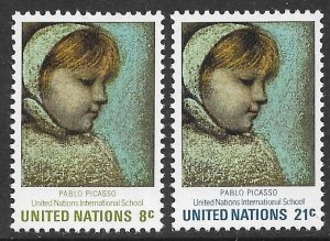 UNITED NATIONS NEW YORK 1971 UN SCHOOL Picasso Art Set Sc 224-225 MNH