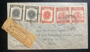 1948 Paraguay Registered Airmail Cover To New York USA