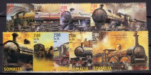 Somalia 2002 CLASSIC TRAINS LOCOMOTIVES Set  (9) Perforated MNH