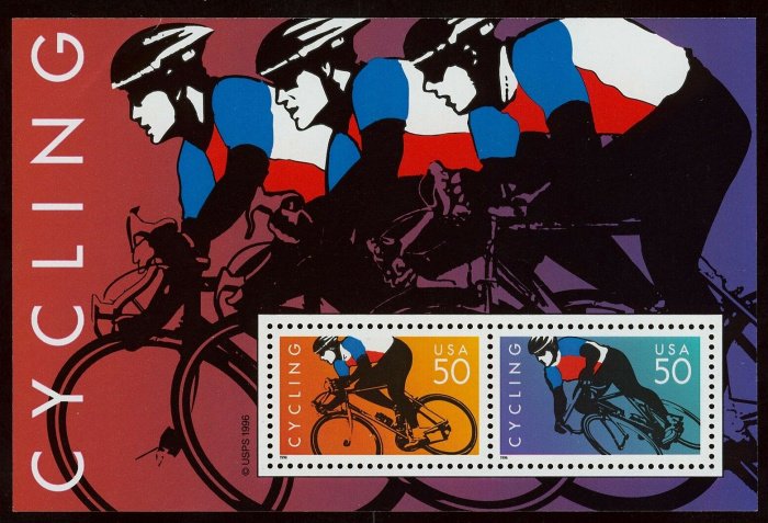 US #3119, 50c Cycling,  Sheet, VF mint never hinged, Fresh Sheets,  VF mint n...