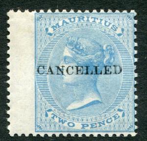 MAURITIUS Postage Stamp #33 Mint Light Hinged CANCELLED OVERPRINT