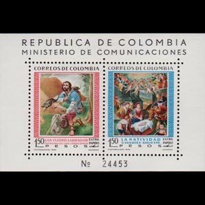 COLOMBIA 1959 - Scott# C388 S/S St.Isidore LH