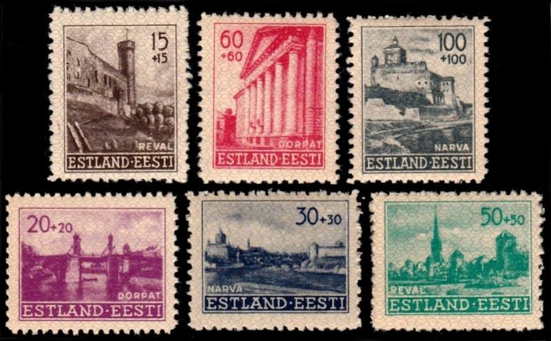 ✔️ REICH ESTONIA OCCUPATION 1941 - CITY VIEWS - NB1/6 MI 4/9 ** MNH [003.025 ]