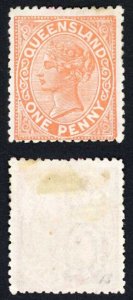 Queensland SG187vat 1d vermilion-red Variety line by O of one M/M