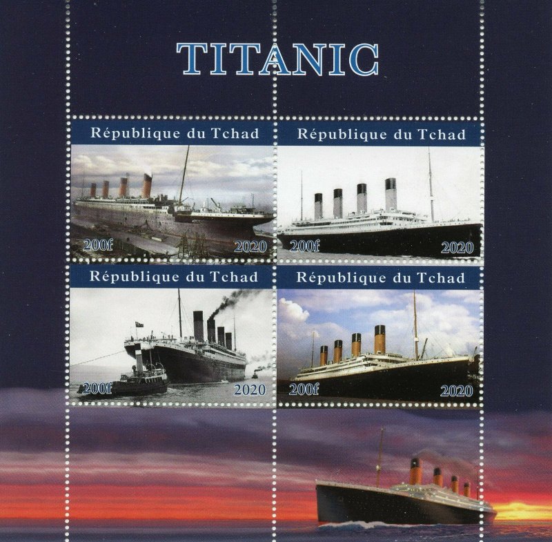Chad Titanic Stamps 2020 MNH Ships Boats Nautical 4v M/S 