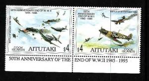 D1-Aitutaki-Sc#510-unused NH pair-Fighter Planes-End of WWII