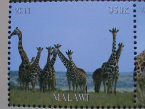 MALAWI-2011-PROTECTED ENDANGER ANIMALS-GIRAFFES-MNH SHEET VERY FINE