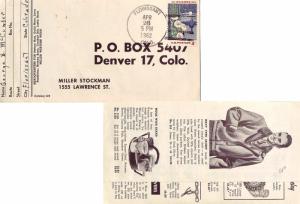 United States Colorado Florissant 1962 4f-bar  Reverse Illustrated Advertisin...