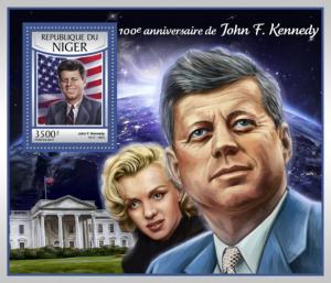 NIGER - 2017 - J F Kennedy, 100th Birth Anniv - Perf Souv Sheet - MNH